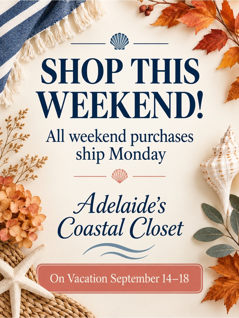 Weekend Sale Sign - Blue and Cream Decorative Poster